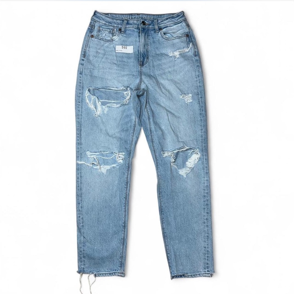 American Eagle Outfitters Mom Jeans 4 Regular | Distressed Light Wash Denim